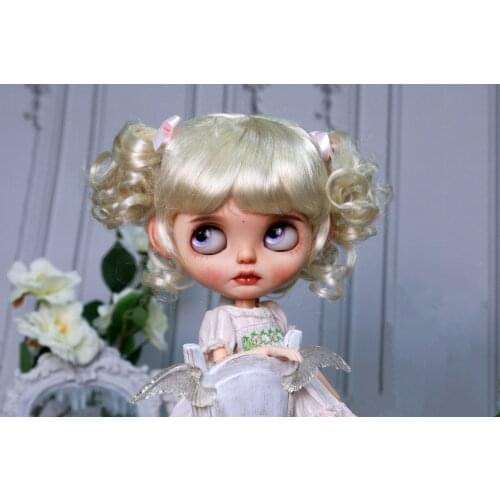 Lythes Doll Fit Hair Fits a 1/6Size Fastidiously-versatile Personality Roll with a Double Horsetail Fake Mohair Pale Blonde Wigs
