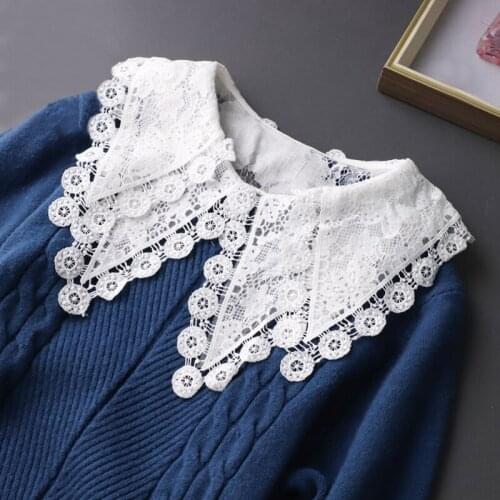 Fashion Shirt Fake Collar for Women Detachable Collar False Collar Lapel Shirt Lace Floral Embroidered Fake Collar Decoration