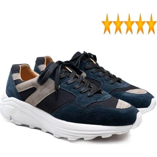 Men Sneakers Mixed Lace Color Up Platform Vintage Casual Breathable Luxury Cow Suede Work Safety Shoes Boots Plus Size 45