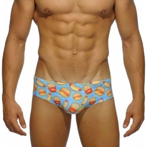 Men Sexy Hamburger Swimwear Swimming Briefs Trunks Mens Low Waist Beach Surfing Shorts Swim Brief Bikini Male Swimsuit Beachwear