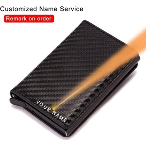 Rfid Blocking Protection Men id Credit Card Holder Wallet Leather Metal Aluminum Business Bank Card Case Credit Card Cardholder