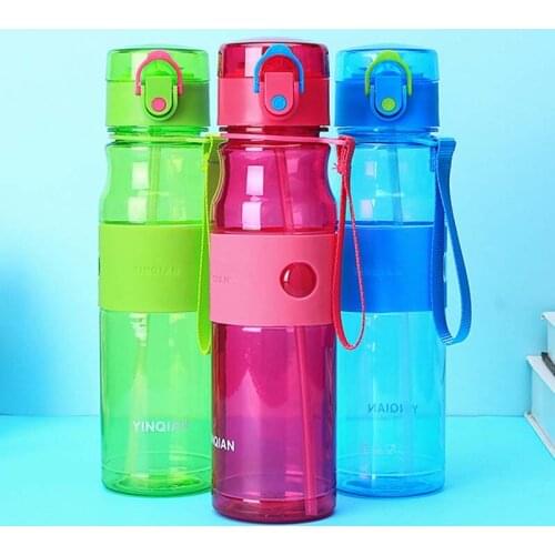 Newest Hot Sales Portable Kids Boys Girls Sport School Drinking Juice Straw Water Bottle Cup 500ML 3 Color Optional
