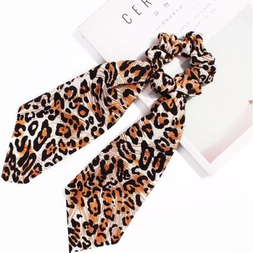 New Fashion Leopard Print Scrunchie Women Hair Scarf Elastic Hairband Bow Hair Rubber Ropes Girls Hair Ties Accessories