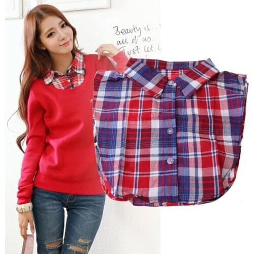 Y166 New Fashion Arrival Fake Collar Classic Plaid Check Detachable Shirt Collars Adjust Clothes Accessories