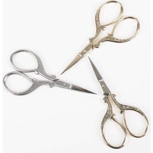 1pc European Style Sewing Scissors Gold Stainless Steel Tailor Scissor For Needlework Embroidery Household Sewing Tools