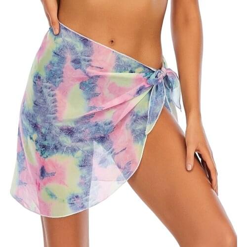 Sexy Women Chiffon Swimwear Pareo Scarf Cover Up Wrap Beach Wear Candy color Bikinis Cover-Ups Skirts