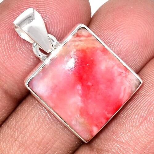 Genuine PINK OPAL Pendant 925 Sterling Silver, Total Length : 29 mm, AP6944