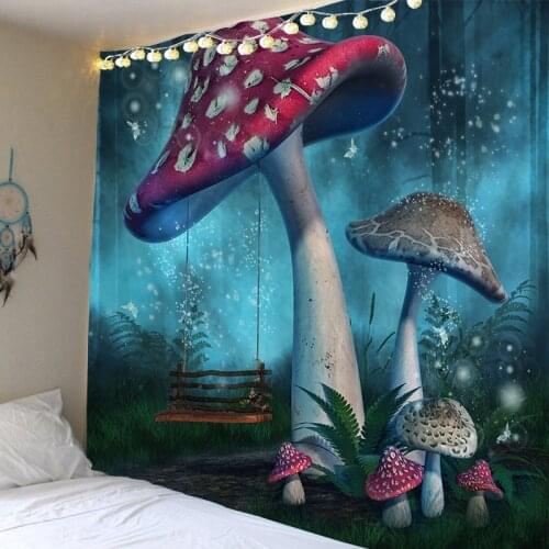 Psychedelic Tapestry Witchcraft Mushroom Tapestries Green Forest Tapzi Wall Hanging For Home Deco Living Room Bedroom Large size