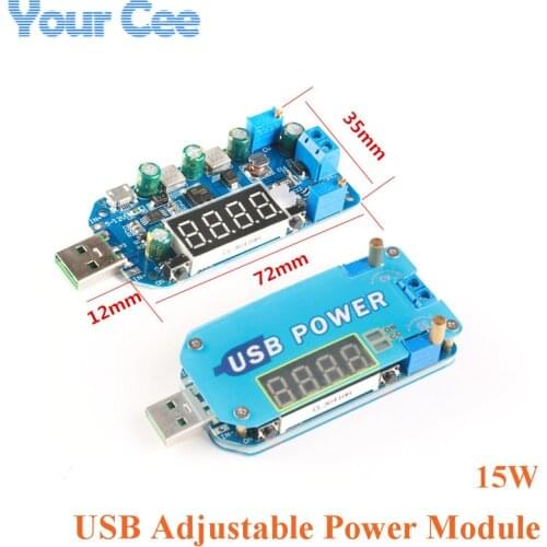 15W DC-DC USB Adjustable Power Module CC CV Step Up/Down Boost Buck Converter Module 5V to 3.3V 9V 12V 24V 30V Router DP2