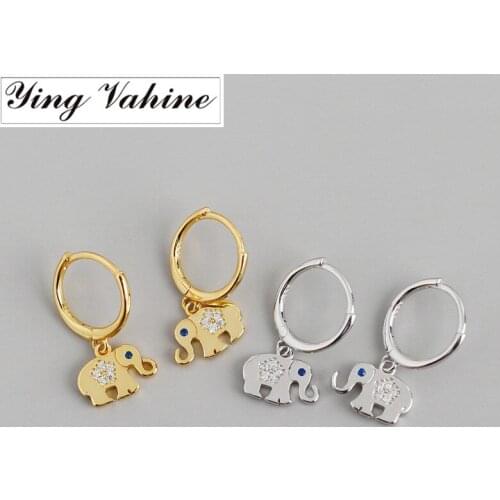 Ying Vahine 100% 925 Sterling Silver Animal Little Elephant Pendant Stud Earrings for Women