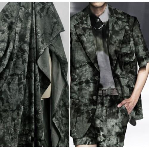 Grey tea green stone cracks tie-dye pattern fashion clothing fabric