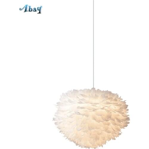Nordic Handmade Feather Pendant Lights Pink Princess Romantic Bedroom Modern Living Room Children Room Droplight Lamps Fixtures