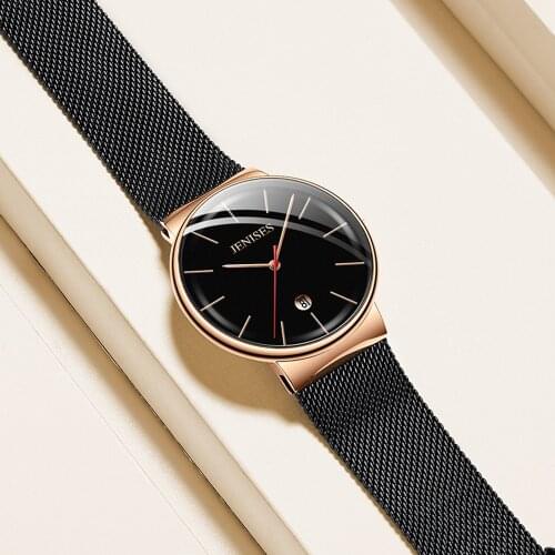 Ultra Slim Watch Men Business Quartz Wristwatch Stainless Steel Mesh Strap Wrist Watch Fashion Luxury Simple Classic Male Clock