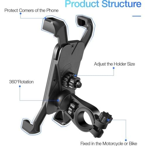 Anti Shake 360 Rotation Adjustable Smartphone Mount Bracket Universal Bicycle Holder Bike Handlebar Mobile Phone Holder Stand