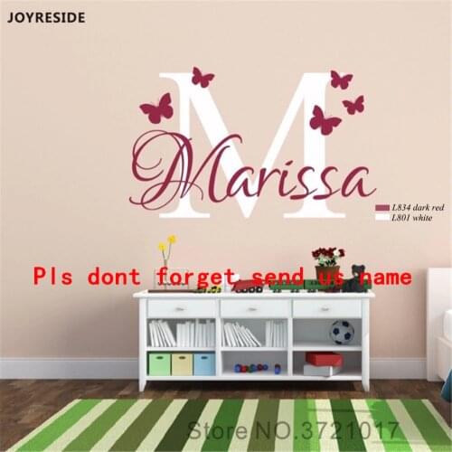 JOYRESIDE Wall Decal Vinyl Sticker Personalized Custom Name Butterfly Home Decor Nursery Girls Baby Kids Bedroom Design XY058