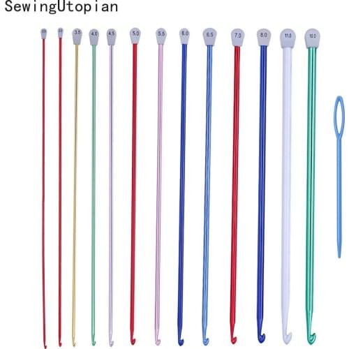 Crochet Hooks Aluminum Knitting Needles Hook 2.5-11MM DIY Weaving Tool Long Sweater Scarf Needle Plastic Sewing Knitting Needles