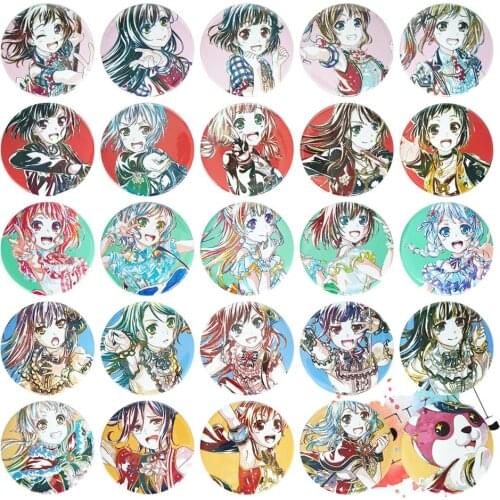 BanG Dream! Anime Poppin' Party Afterglow Pastel Palettes Roselia Hello Happy World! Game Badge Metal Winter Badge Brooch Pins