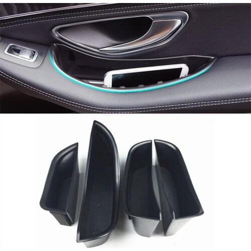 Door Handle Storage Box For Mercedes Benz GLC C Class W205 2015-18 Container Holder Tray Accessories Organizer Car Styling