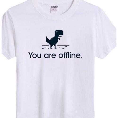 You are offline dinosaur Stylish T-Shirt Casual White Clothing Dinosaur Tops Slogan Grunge Vintage Tee Short Sleeve Camisetas