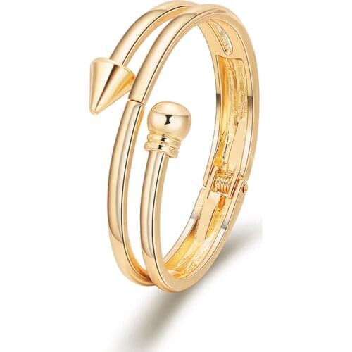 ORNAPEADIA 2021 New Fashion Nail Bracelet for Women Minimalist Bangles for Girls Wearing Gold Silver Bracelet