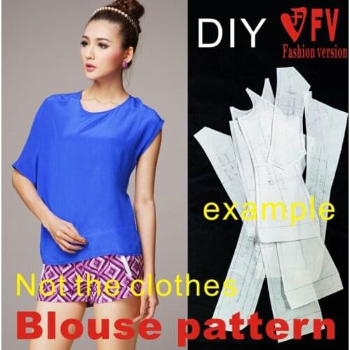 Female soil asymmetric chiffon bat shirt pattern clothing sewing drawings 1:1 pattern physical BXS-9