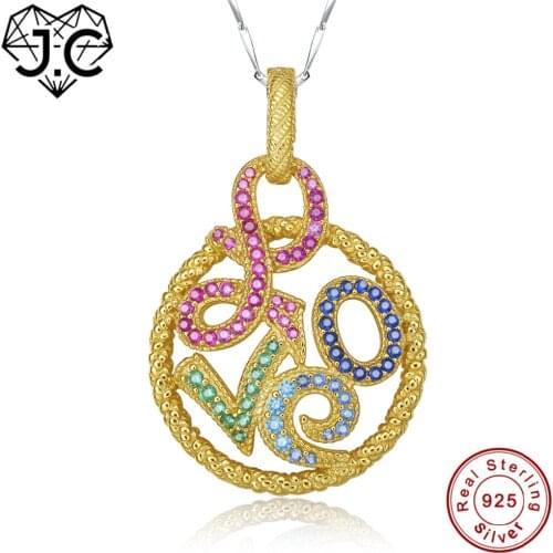 J.C Women Dating Engagement Ruby & Blue Emerald Topaz Solid 925 Sterling Silver Necklace Fine Jewelry for Lover Pendant