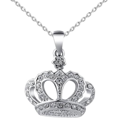 New Fashion Women Necklace Alloy Chain Choker Crystals Crown Pendant Necklaces Girl Jewelry Gift LXH