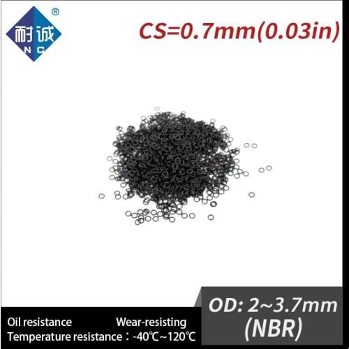10PCS/lot Rubber Black NBR CS0.7mm OD2/3/3.2/3.7mm O Ring Gasket Oil resistant waterproof Nitrile rubber oring