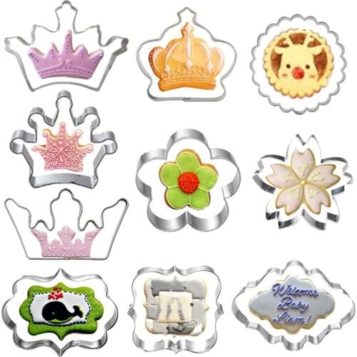 10Pcs Wedding Plaque Cutter Cookies Frame DIY Cake Oval Square Rectangle Fancy Crown Flower Cookie Mold Biscuit Mold Die Cutting