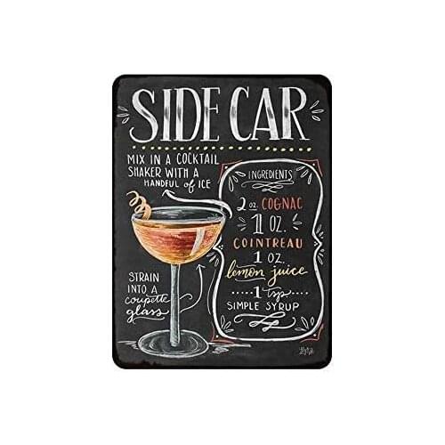 104 Kama Side Car Cocktail Metal Sign Plaque Metal AOLINGSHI Pub Tin Sign Wall Decor for Bar Pub Club Man Cave
