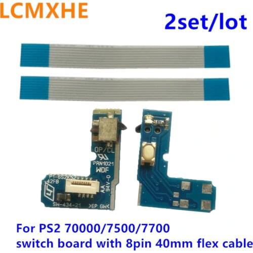 2pc/set Power on off Reset Switch board with 8pin flex Ribbon Cable for Sony PS2 SCPH 70000 75000 77000 79000
