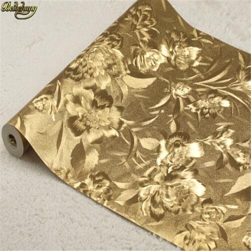 Beibehang Gold Foil 3D Stereo Embracing European Luxury KTV Background Luxury Golden Bedroom Living Room Video Wallpaper