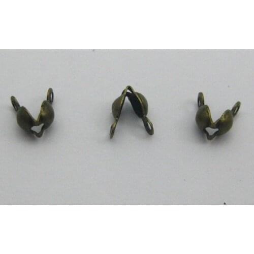 500 Bronze Tone Charlotte End Crimps Beads Tips 4mm Double Loop Clamp-on