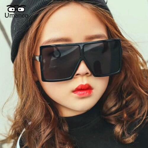 Umanco 2021 New Oversized Square Kids Sunglasses For Children PC Frame Resin Lens Designer Brand Beach Travel Accessories Gifts