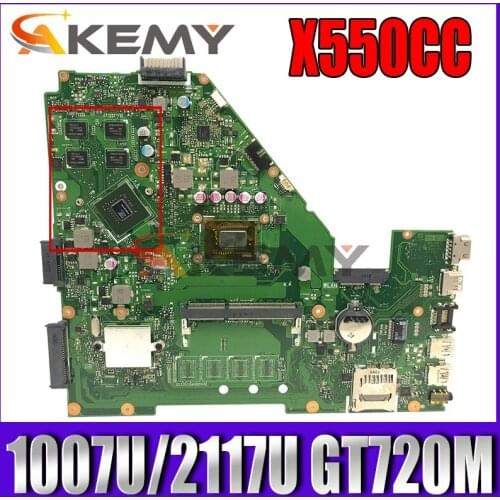 Akemy X550CC Laptop motherboard for ASUS A550C X550CL R510C Test original mainboard GT720M 1007U/2117U 2Core CPU