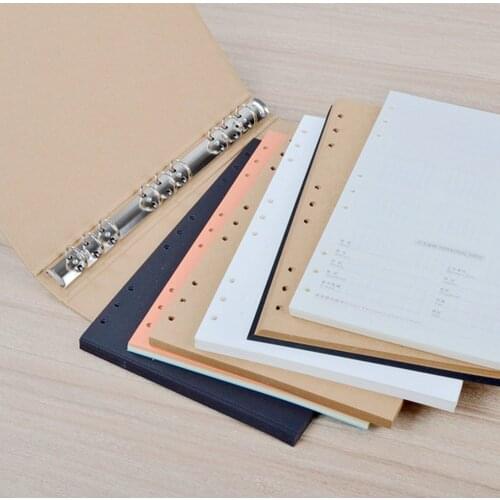 Behogar A4 Size 4-Hole Ring Vintage Blank Kraft Loose-Leaf Binder Cover for Office School Notebook Album Scrapbook Diary