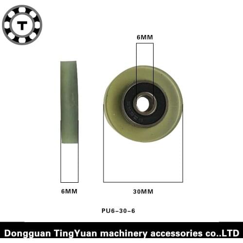 Free shipping 10PCS 626RS PU TPU bearing wheel roller for counter machine ball bearing wheel 6*30*6mm polyurethane forming