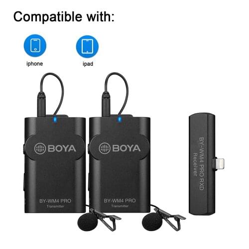 BOYA BY-WM4 Pro K4 Lighting Wireless Microphone for iPhone 11 Pro Max Xs Xr 8 7 SE2 iPad iPod Touch IOS Devices Tiktok Instagram