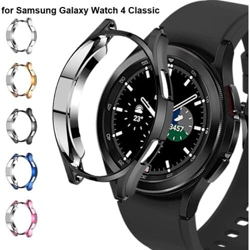 For Samsung Galaxy Watch 4 Classic 42mm/46mm Case Cover, Soft TPU Plated Protective Bumper Cover Case for Galaxy Watch 4 Classic