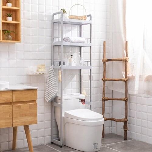 Double-layer shelf household toilet sundries sorting rack hole-free bathroom shelf bathroom shelf