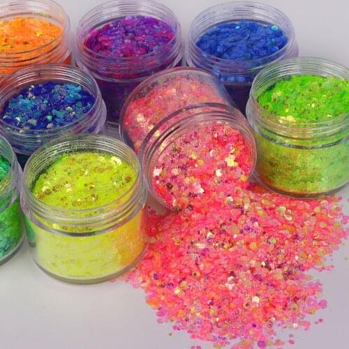 12 colors Fluorescent Glitter Nail Sequins Glitter Color Glitter Powder crystal powder Nail Powder Beauty Decorative Nail Art