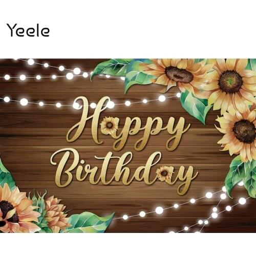 Yeele Photocall Birthday Backdrop Party Decor Wood Plank Sunflower Baby Shower Background Photos For Photography Studio Shoots