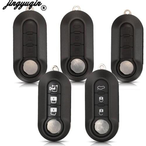 Jingyuqin 10pcs For Fiat 500 Punto Ducato Stilo Panda FOB 2/3Buttons Folding Remote Car Key Shell Case With Blade Replacement