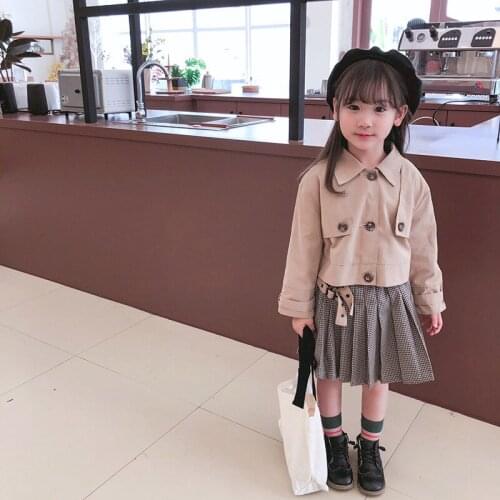 Girl Baby Clothing Sets Casual Plaid Long Sleeve Jacket Skirt 2pcs Fashion Korean Kids Tracksuit Stylish Clothes for Girls 2019