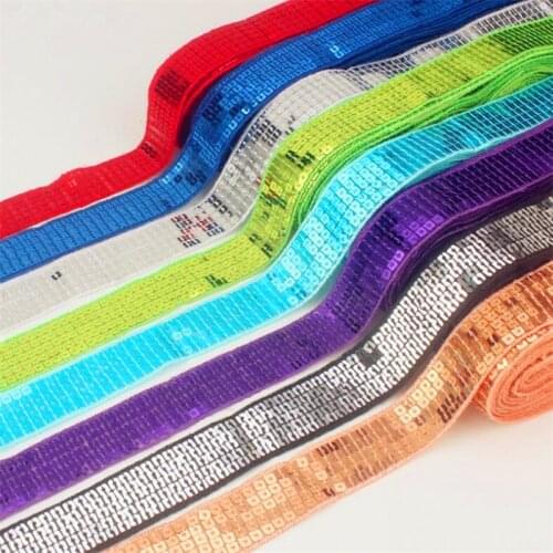 25mm width sequins Lace ribbon jacquard Ribbon dress garments DIY Accessories GH110