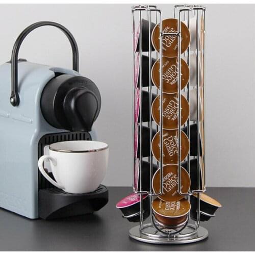 24 Capsules Metal Coffee Pods Holder Iron Chrome Plating Stand Coffee Capsule Storage Rack Dolce Gusto Capsule