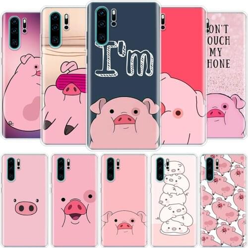 Cute PINK Kawai Pig Cover Phone Case for Huawei P40 P30 P20 Mate 30 20 10 Pro P10 Lite P Smart Z 2019 Coque Shell Capa