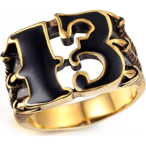 Gold Tone Mens Lucky 13 Dragon Claw Stainless Steel Biker Ring Mens Jewelry