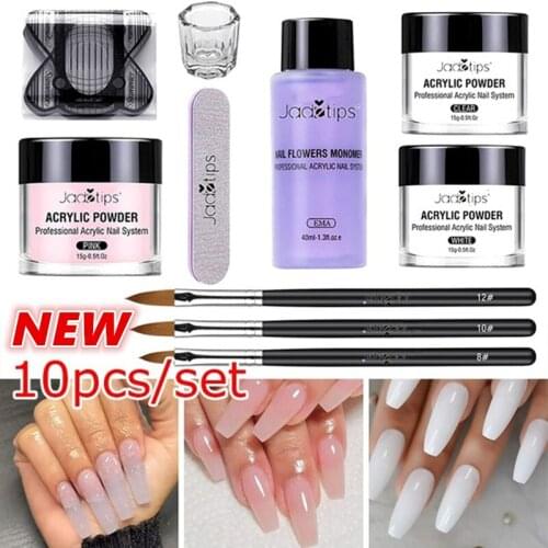 Acrylic Powder Set Monomer Liquid Nail Art Decoration for Manicure Kit Crystal Nail Glitter 3D Nail Tips Carving Art Tools