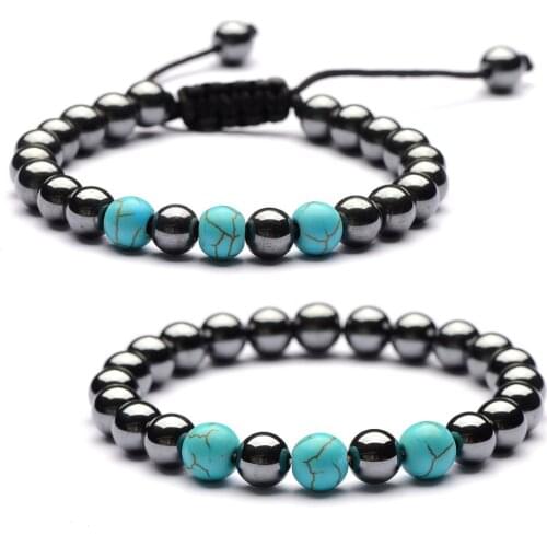 Natural Magnetic Hematite Stone Tiger Eye 8mm Knit Adjustable Amulet Bracelet Homme Yoga Rainbow Beads Friendship for Jewelry